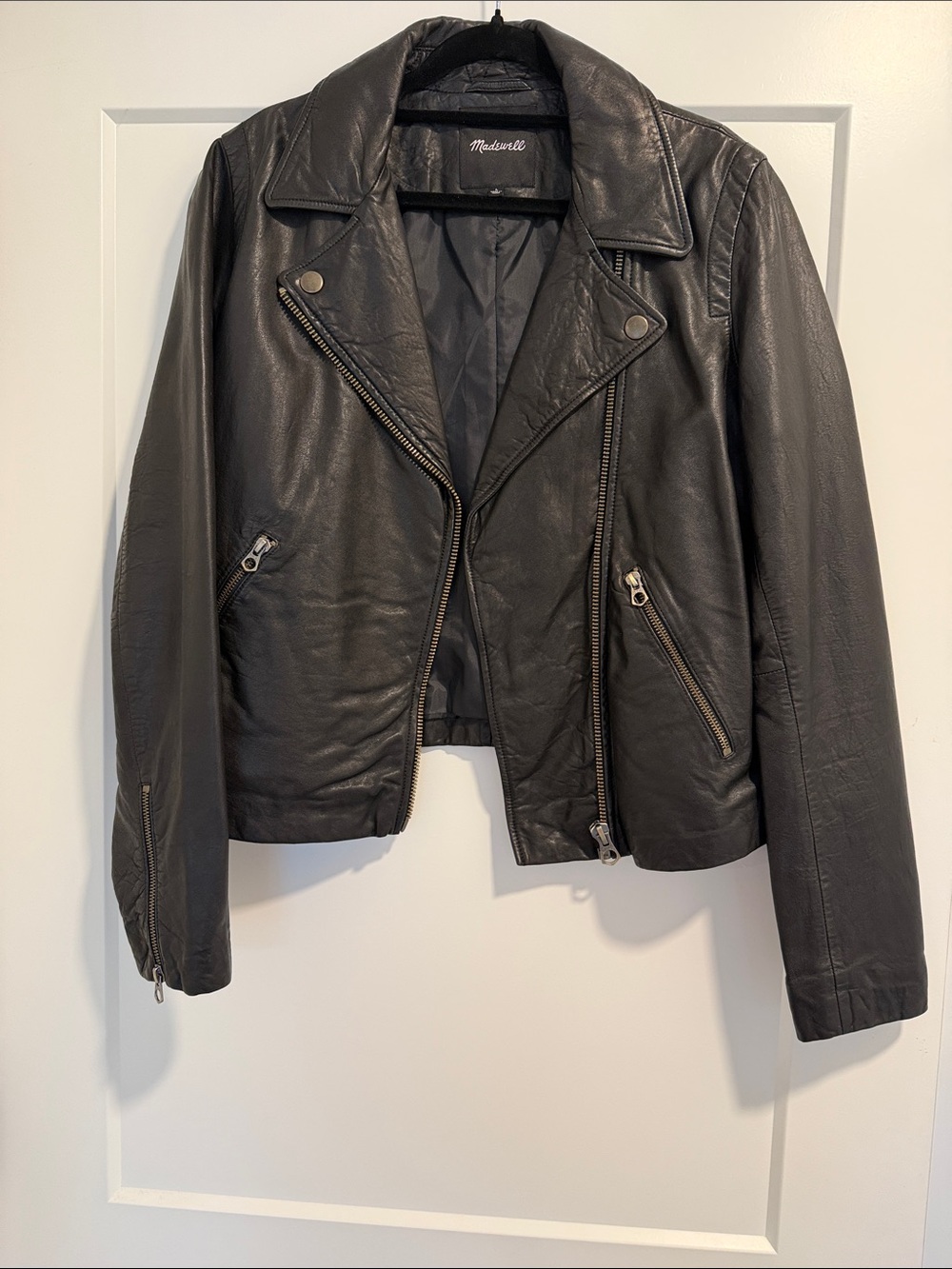 Madewell Black Leather Asymmetrical Moto Jacket